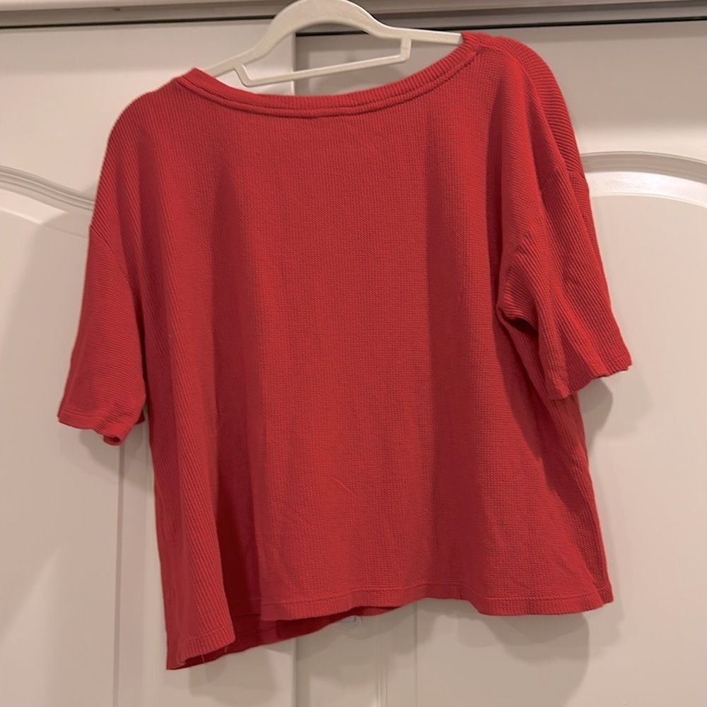 Eberjey Red Henley Short Sleeve Pajama Shirt - Picture 3 of 6